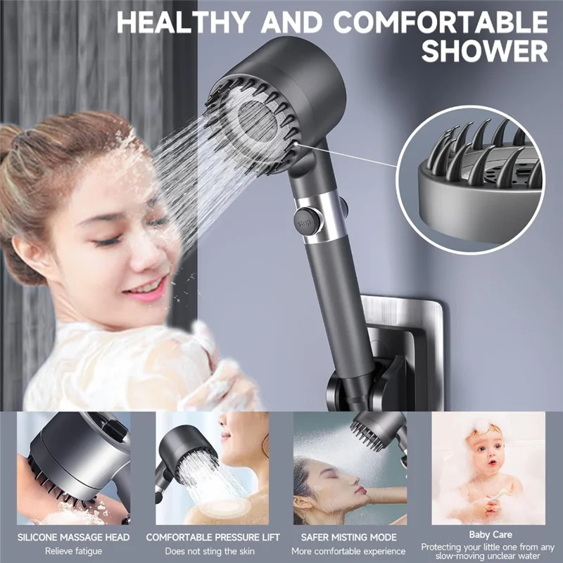 ABKW- Drops High Pressure Shower Head Showerhead Showerhead With Handheld For Hard Water, Vue