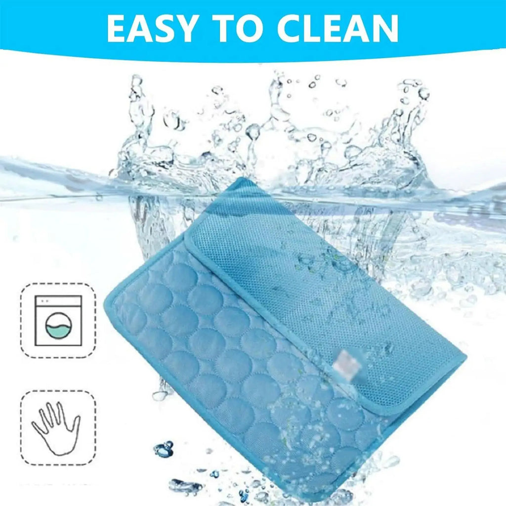 Ice-Silk Pet Cooling Mat, Breathable Washable Tear-Resistant Summer Pad, Portable Cool Mat for Dogs Cats, Camping Travel Beach Vue
