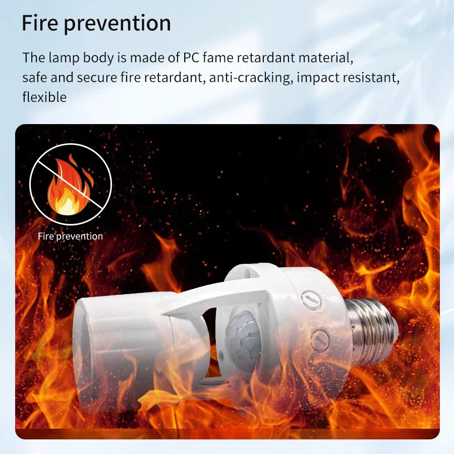 E27 Bulb Holder with PIR Motion Sensor E27 Lamp Base Socket Converter Smart Light AC100-240V Switch Infrared Body Human Detector Vue