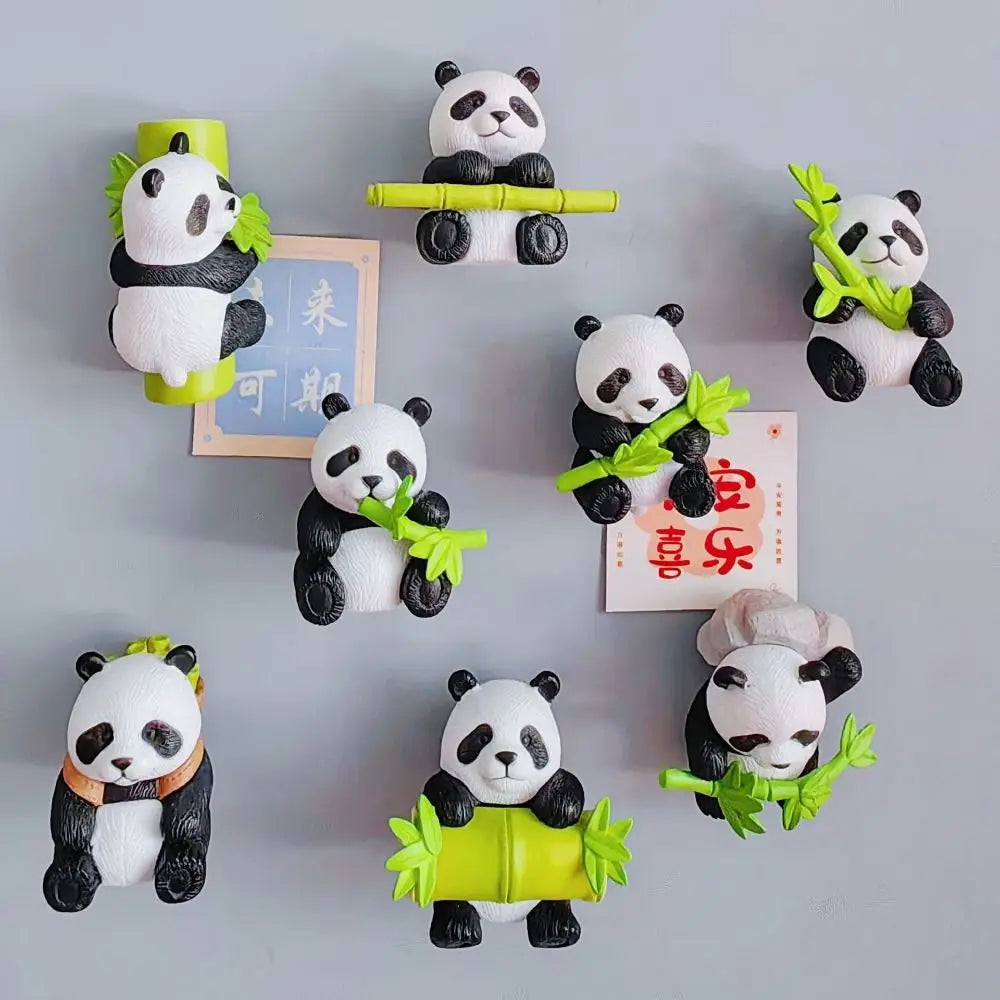 8pcs Garden Decor Resin Miniature Panda Figurines Lifelike Cartoon Panda Ornament Handmade Cute Animal Statues Yard Vue