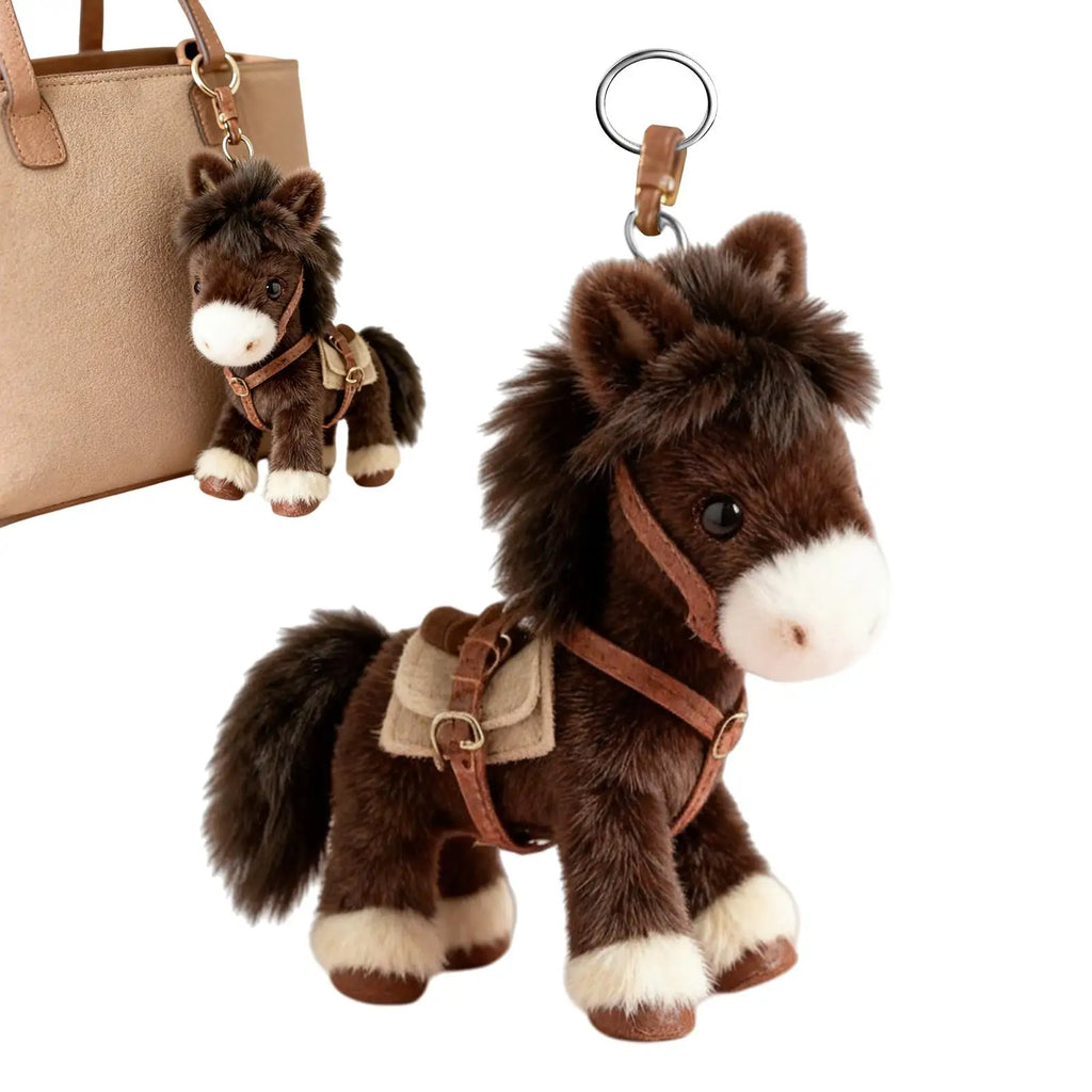Cute 2026 Year Of The Horse Plush Keychain Chinese New Year Horse Mascot Soft Stuffed Doll Bag Charm Backpack Keychain Pendant Vue