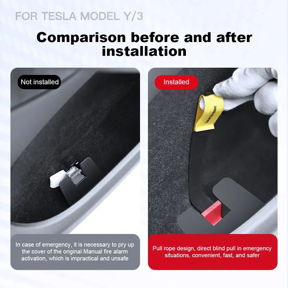 Car Door Emergency Handle Extended Manual Door Release Emergency Safety Pull Rope Button for Tesla Model 3 Y Juniper 2025 2026 Vue