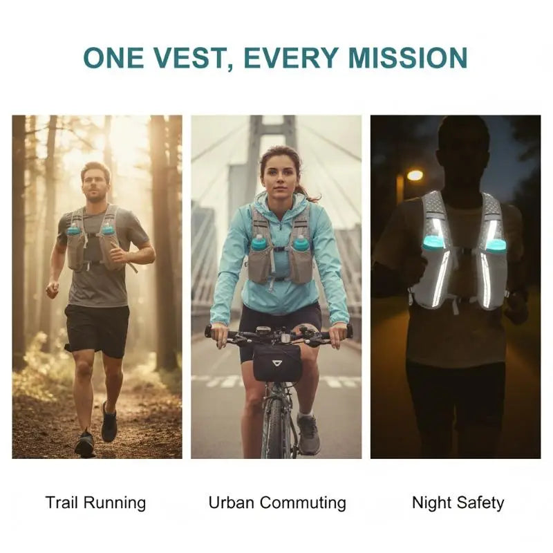 Running Water Bottle Storage Vest Lightweight Reflective Hydration