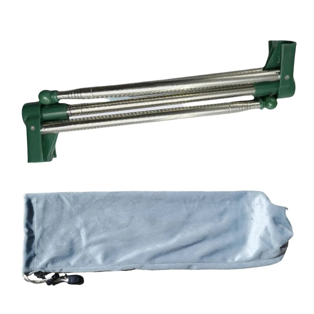 Stainless Steel Travel Garment Rack Adjustable Angle Space Saving Folding Clothes Rack Compact with Non Slip Feet Vue Green