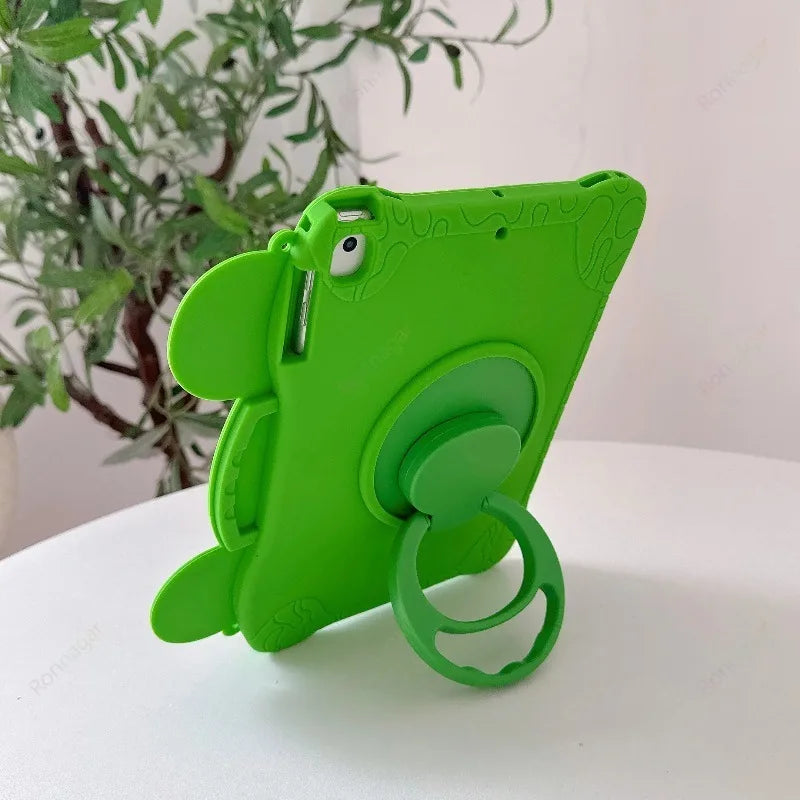 Kids 3D Frog Silicone iPad Case – 11" Multi-Gen Cover Tablet Case Vue