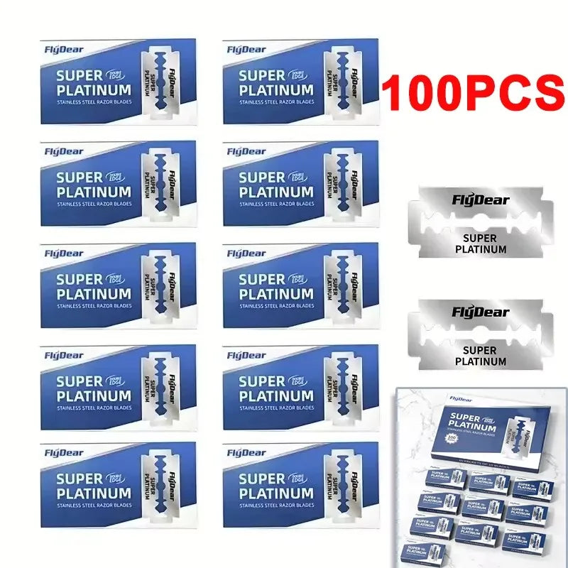 Double-Sided Razor Blade 100Pcs Stainless Steel Razor Blade Old-Fashioned Manual Hairdressing Barber Shop Tools for shaving Vue A0317-10box