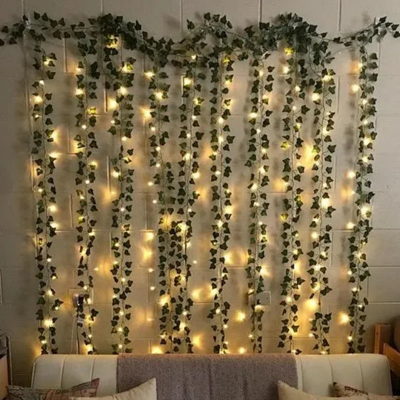 1 Pack Realistic Greenery Vines with 20 LED String Lights Indoor Outdoor Decor for New Year Wall Home Room Office Birthday Party Vue
