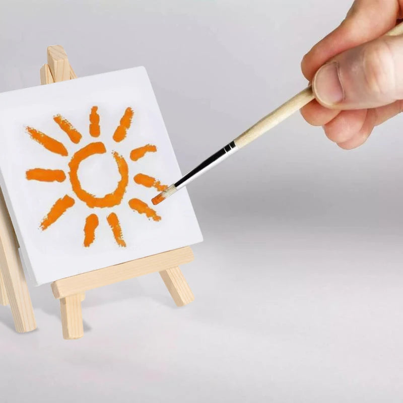 12pcs Artists 5 inch Mini Easel +3 inchx3 inch Mini Canvas Set Painting Kids Craft DIY Drawing Small Table Easel for School Vue