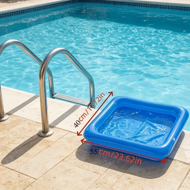 Portable Foldable Pool Cleaning Basin – Pre-Swim Prep, Foot Bath & Post-Swim Rinse, No Air Pump Needed, Space-Saving Essential Vue Blue