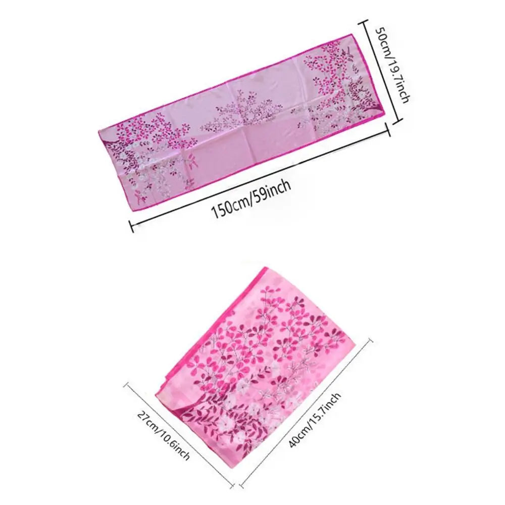 Floral Print Chiffon Scarf Long Thin Shawl Silk Soft Protection