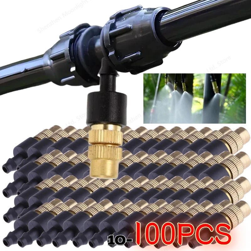 100-10PCS Outdoor Misting Cooling System Garden Irrigation Watering 4/7PVC Atomizer Nozzles Adjustable Garden Sprinklers Head Vue