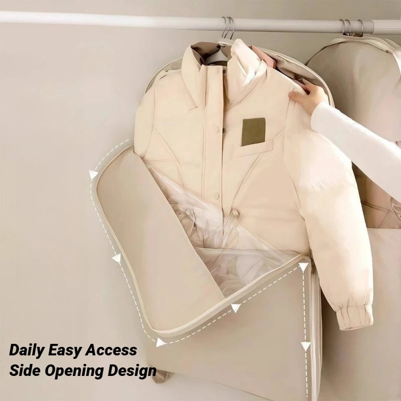 Hanging Down Jacket Compression Storage Bag Visible Dust Cover Household Clothes Organizer for Wardrobe Closet Space Saver Vue