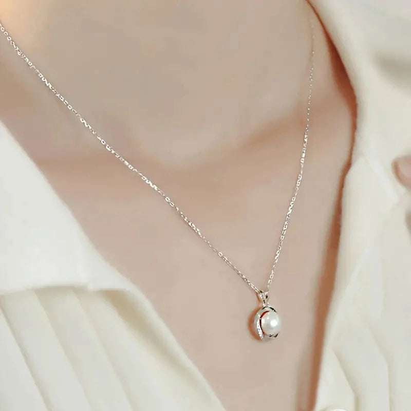 Huitan Simulated Pearl Bridal Pendant Necklace | Wedding Jewelry Pearl Pendant Necklace Vue