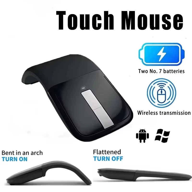 Ultra Thin Foldable Arc Optical Mouse Bluetooth Wireless Mouse Ergonomic Portable 3D Touch Mice Office Game Universal Vue