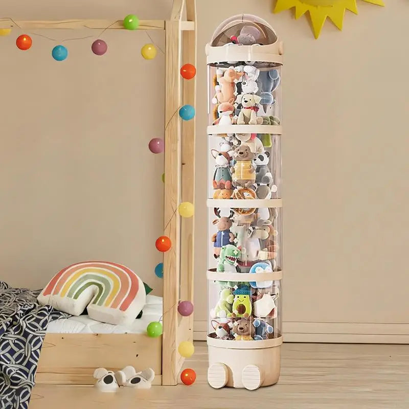 Transparent Plush Toy Storage Tube Large Capacity Doll Organizer Box Moisture-Proof Stuffed Animal Container for Kids Toy Vue