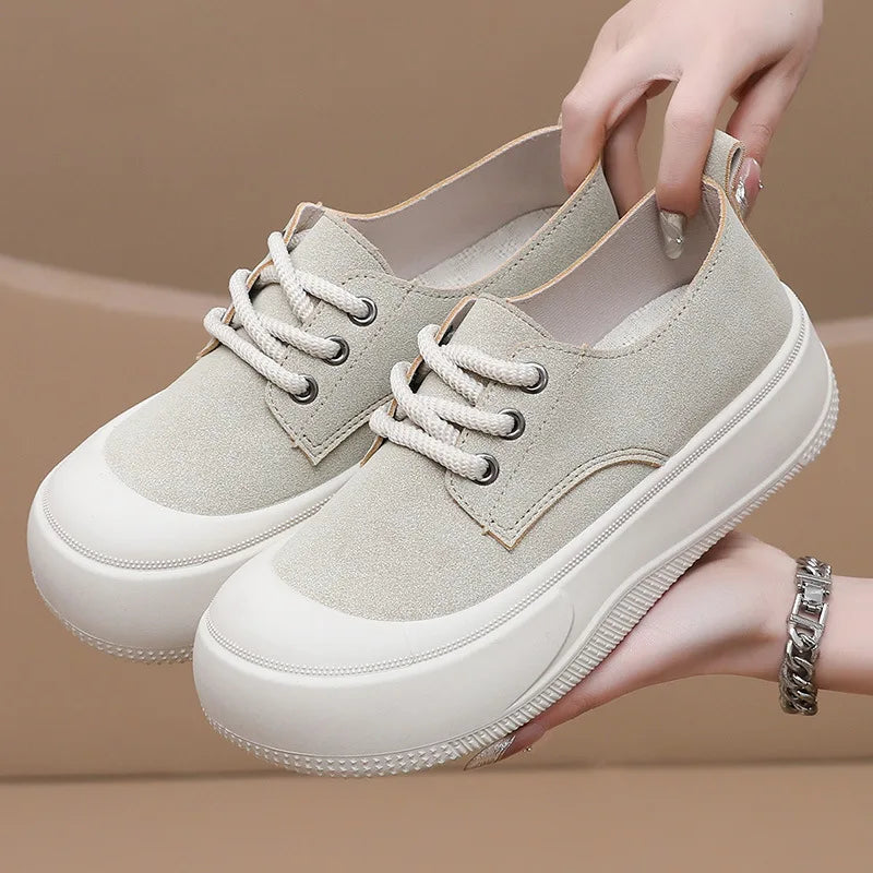 Women's Thick Sole Platform Casual White Shoes | Height Boost Platform Casual Shoes Vue W258036-Green 40