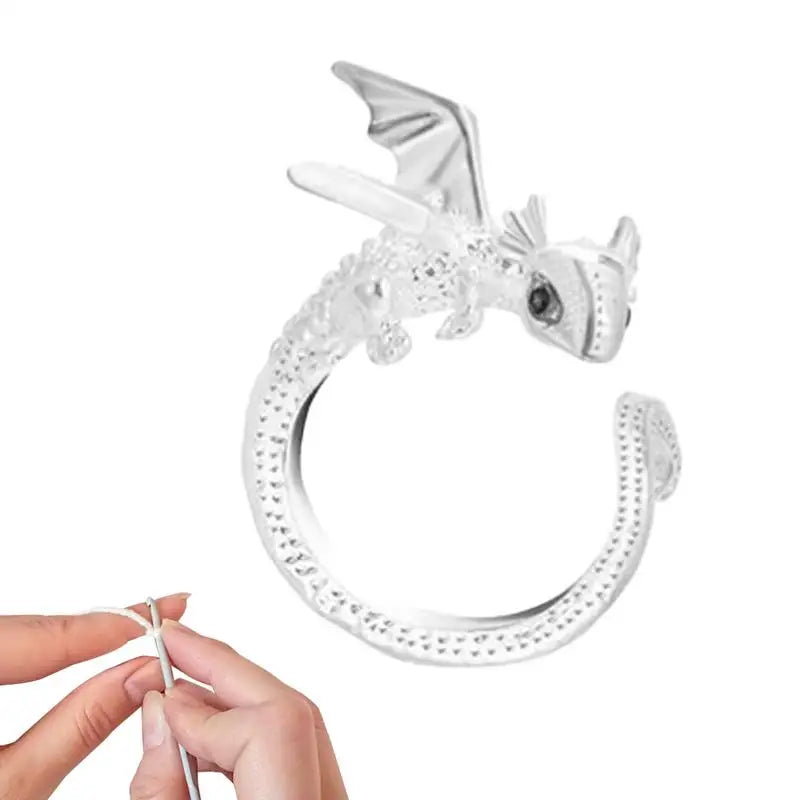 Dragon Adjustable Crochet Yarn Guide Ring | Knitting Thimble Yarn Guide Ring Vue