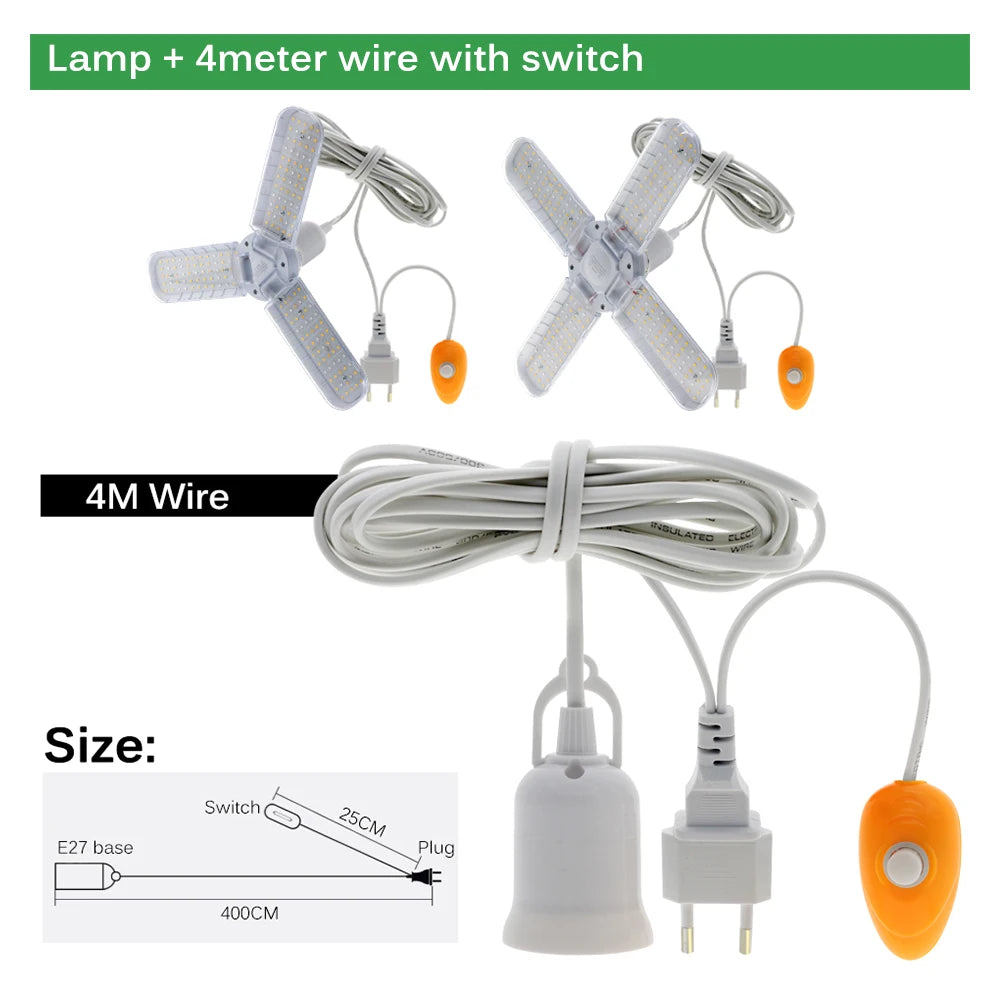 24W 36W 48W Foldable LED Grow Light Full Spectrum E27 Plant Growing Light Phytolamp Bulb For Indoor Plants Flower Seedling Vue