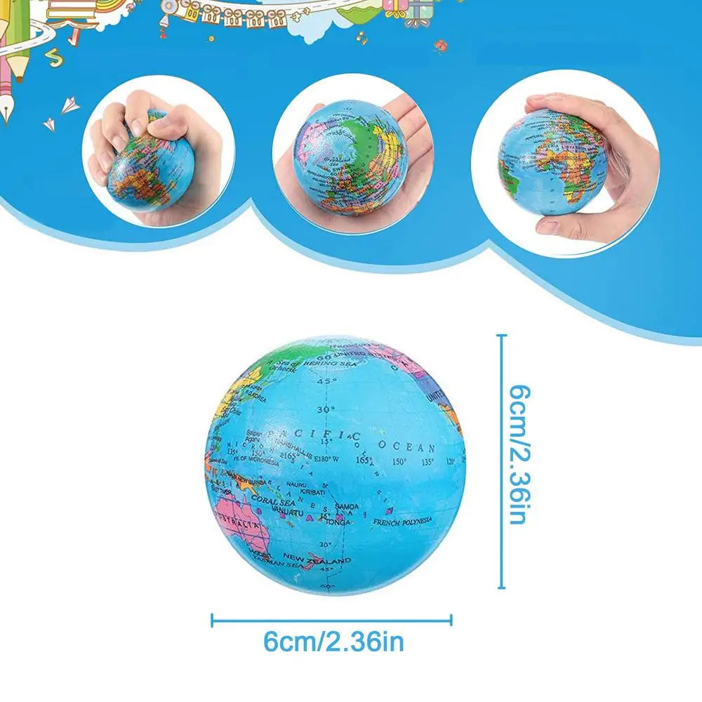 Soft Earth Globe Stress Relief Squeeze Ball Elastic Hand Training Stretch Toy Mini Portable Relaxing Fidget Toy For Kids Adults Vue A