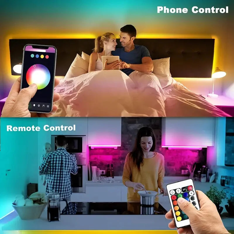 RGB LED Strip Light SMD 5050 with USB Remote And APP Control Flexible Tape Diode Ribbon for TV Backlight Living Room Bedroom Vue