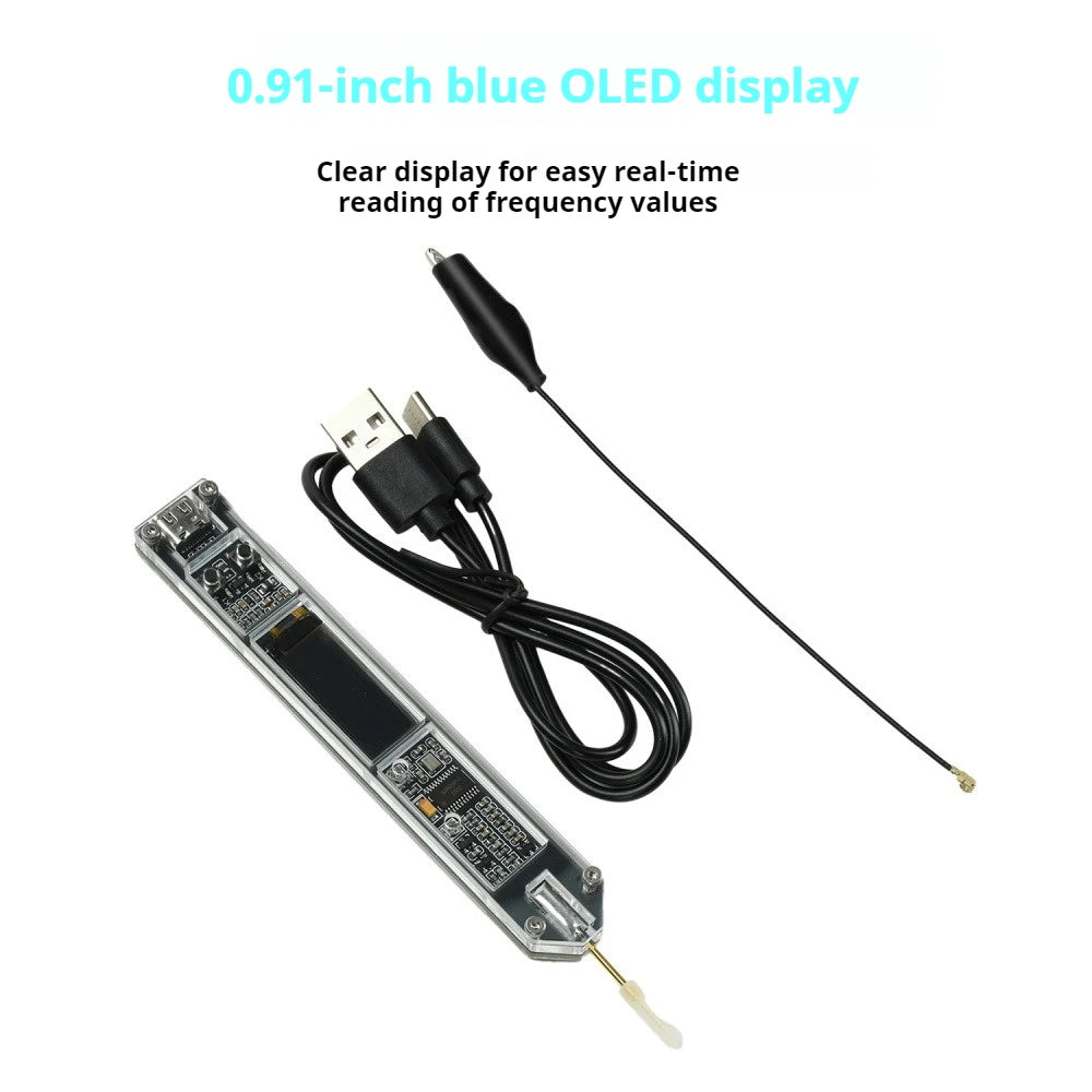 200Hz-100MHz Frequency Meter Pen 0.91 Inch OLED Display High-Precision Frequency Counter for RF Measurement Radio Transceiver Vue