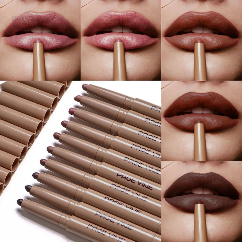 Chocolate Brown Silky Lipliner Pen Peptide Lipgloss Pencil Lasting Matte Nude Pink Lipstick Lip Outline Contour Defind Lip Liner Vue