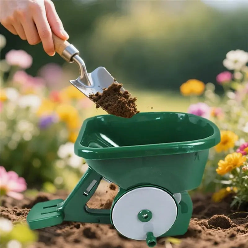 ABKW-Gardening Manual Seeder 3L Capacity With 5 Gears Adjustable For Sowing Fertilizing Melting Snow Seed Spreader Vue