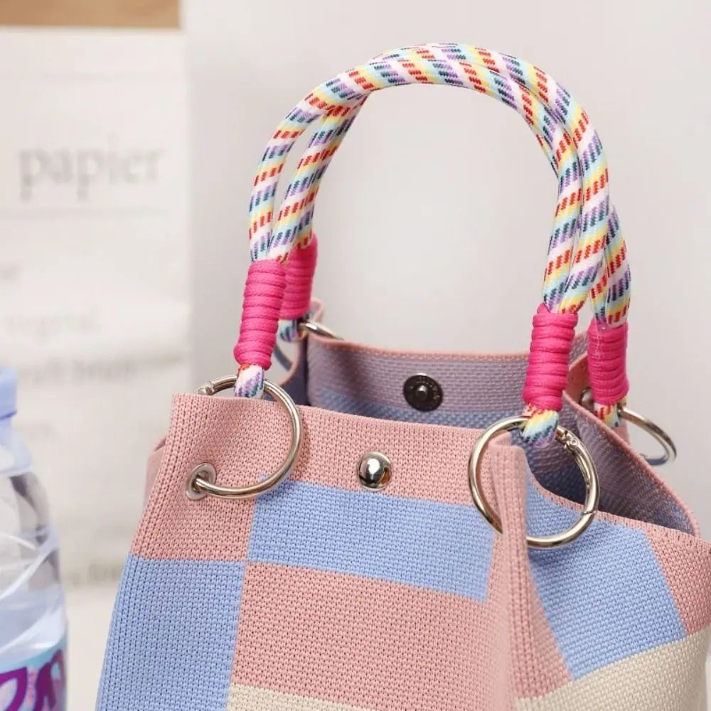 Fashion Cartoon Knitted Bucket Bag Large Capacity Handmade Wrist