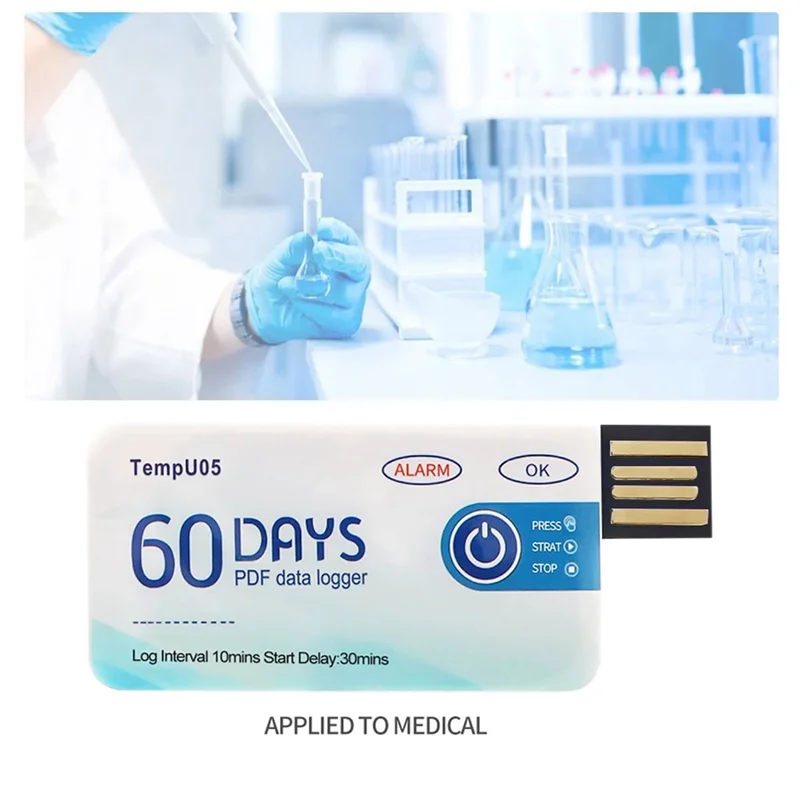 ABKW-10X Tempu05 Temperature Data Logger 60 Days Disposable Temperature Analyzer PDF USB Vue