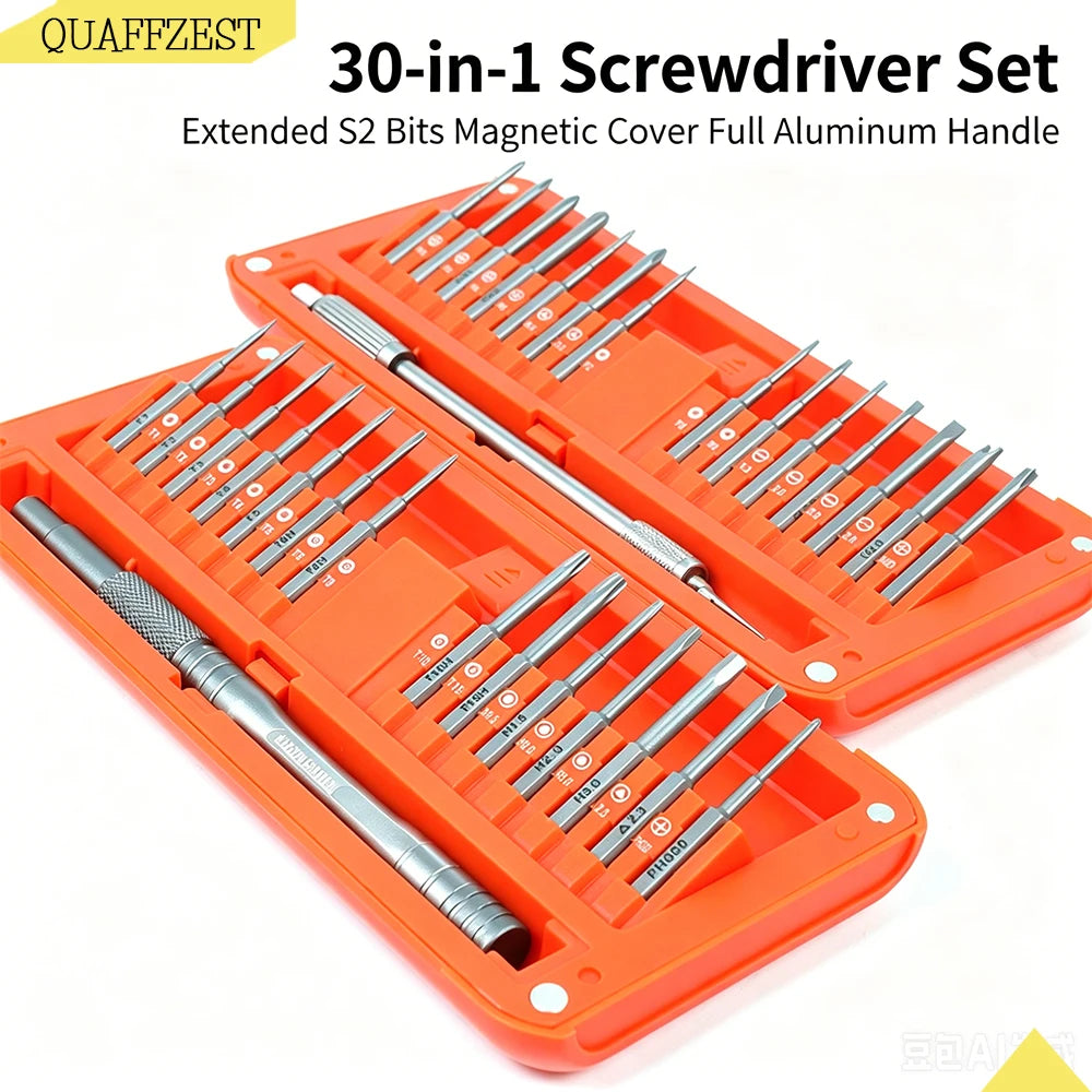 30-in-1 S2 Long Bits Screwdriver Set Magnetic Storage Case Professional Pry Tool Vue