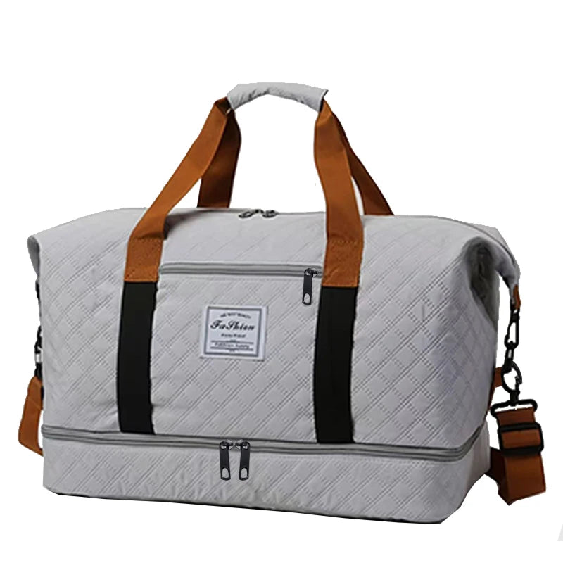 Convenient Shoe Pocket Motorbike Travel Bag Quilted Fabric Vue BJ726 --grey