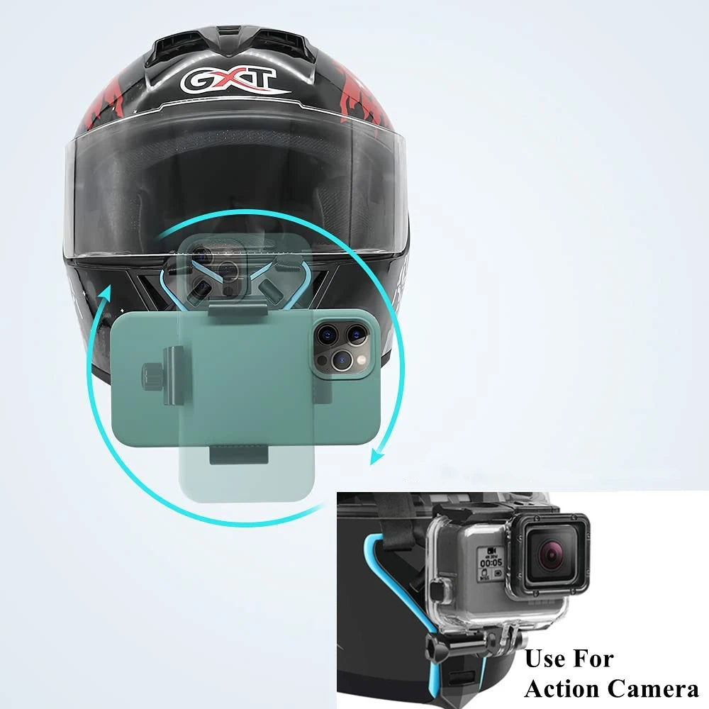 Motorcycle Helmet Phone Stand Mount Holder For GoPro Hero 12 10 9 8 7 Action Sports Camera Holder Motorcycle Camera Mobile Phone Vue