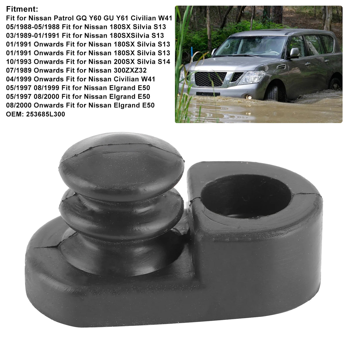 Door Switch Rubber Boot Part No. 253685L300 Replacement Part for Nissan GQ Y60/GU Y61 and Civilian W41 Vue