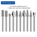 10PCS Carbide Burr Set Compatible with Dremel 1/8" Shank Die Grinder Rotary Tool Rasp Bits Wood Metal Carving Electric Grinding Vue 10PCS Single Cut Round