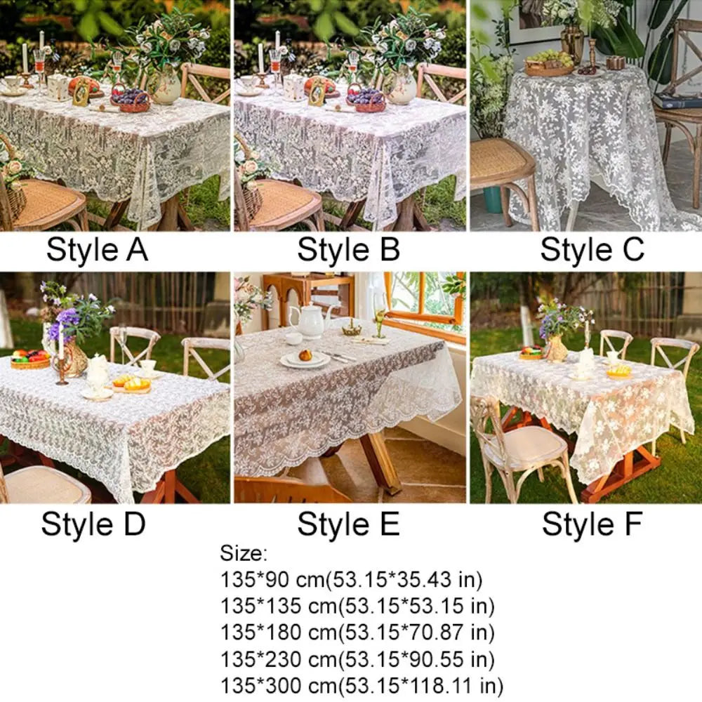 Home Decoration Embroidered French Lace Tablecloth Vintage White Table Linen Organza Table Runner Wedding Vue