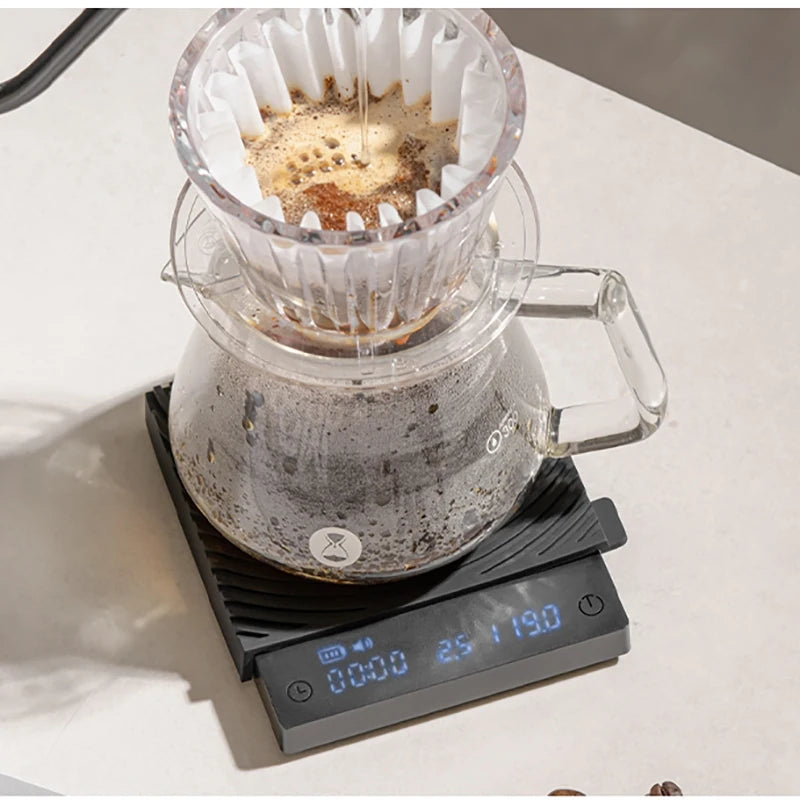 TIMEMORE Scale Black Mirror Mini Pour over Espresso Scale With Brewing Flow Rate and Heat Insulation Pad Electronic Coffee Scale Vue