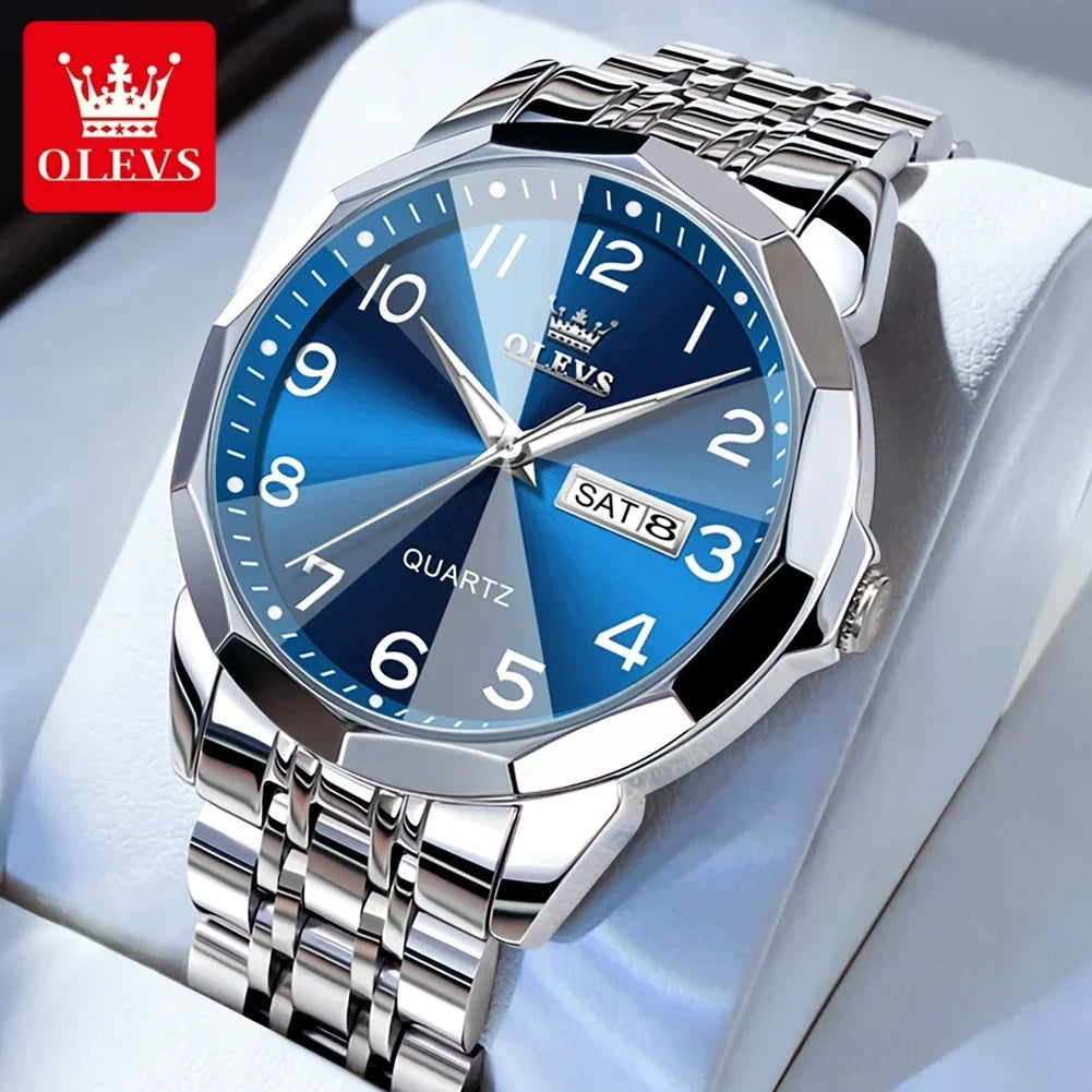 OLEVS 9970 Men's Luminous Quartz Watch – Waterproof & Luxury Men's Quartz Watch Vue