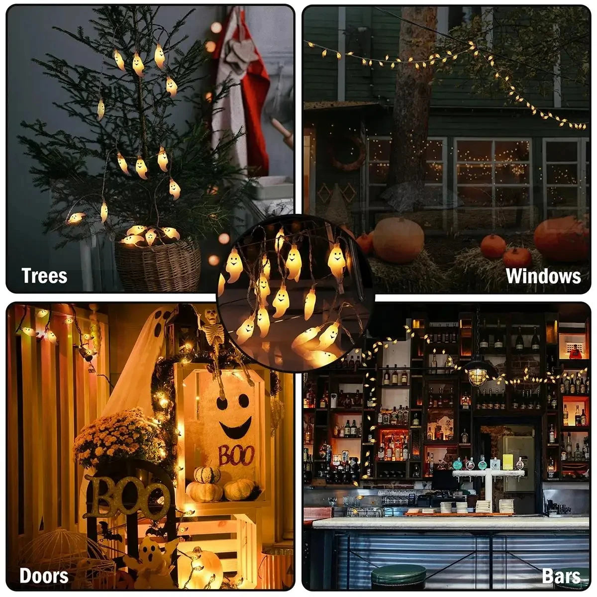Halloween Haunted House Decor Ghost LED String Lamp Battery Powered Spooky Fairy Light For Home Horror Festival Party Decor Vue