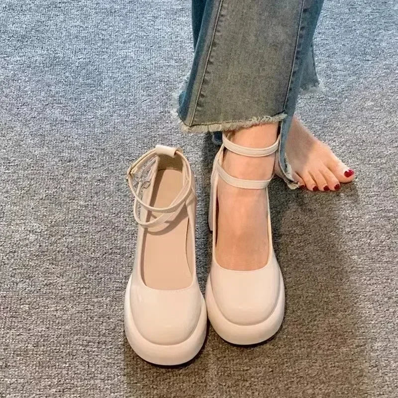 Women's Platform Mary Jane Pumps – Cross Strap Square Heel Platform Mary Jane Pumps Vue