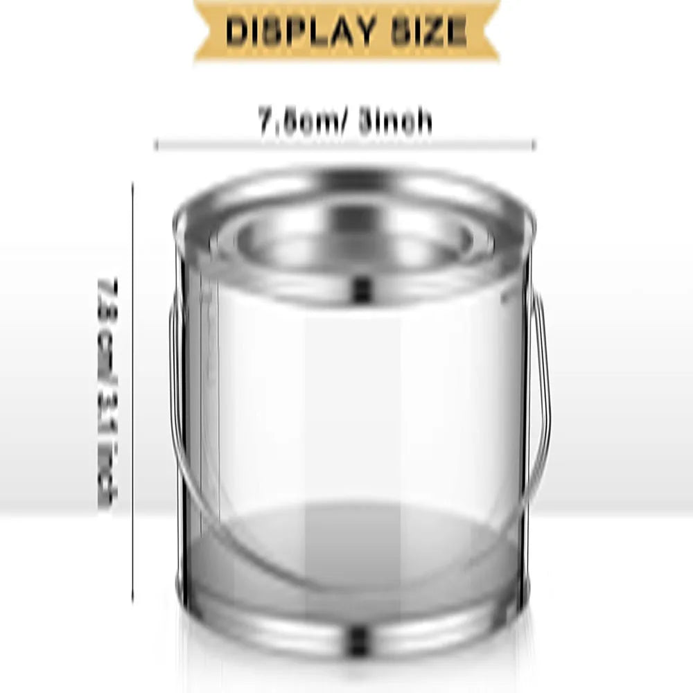 12pc Paint Cans Clear Small Empty Cans with Lids Mini Transparent Bucket with Lid Art Can Containers for Crafts Candy DIY Decor Vue