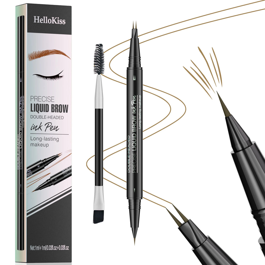 Double-Ended Fork-Shaped Eyebrow Pencil with Brush, 2-in-1 Waterproof and Smudge-Proof, for Precise Shaping and Creating a Natural Eyebrow Shape Vue
