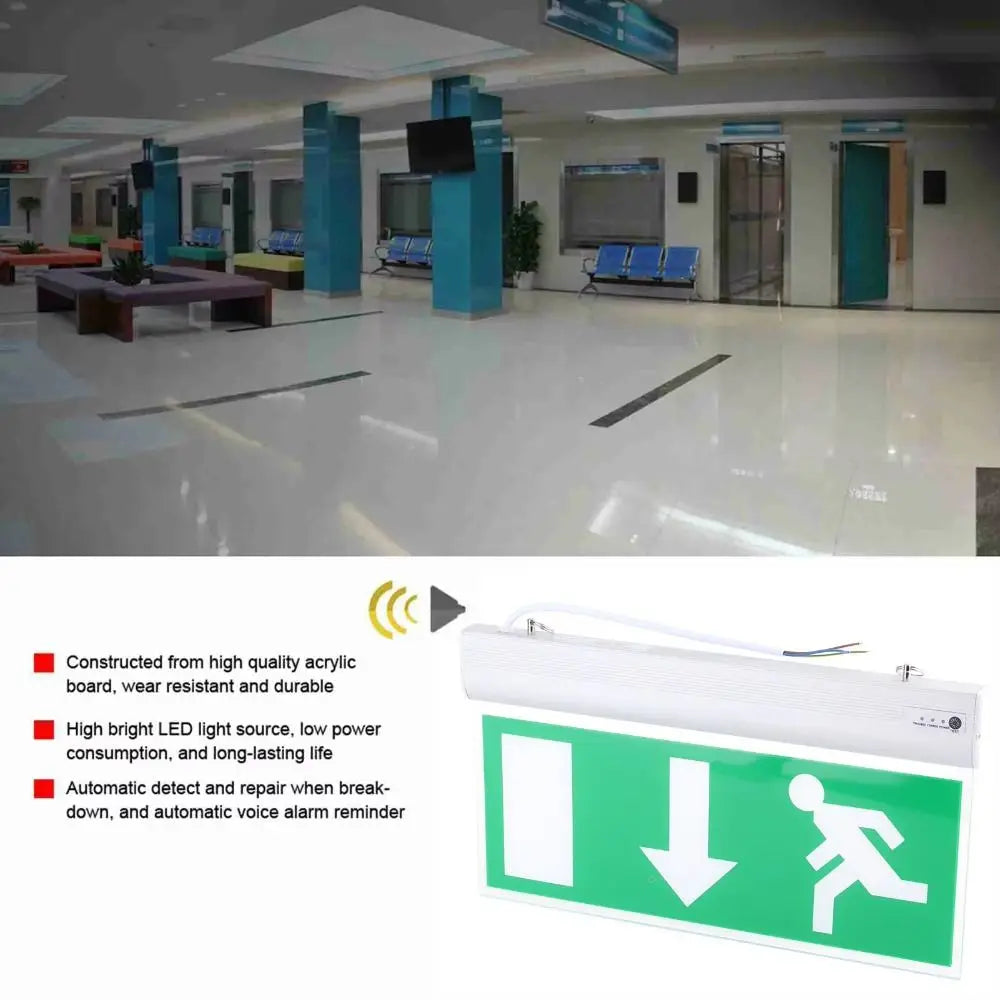 Commercial LED Emergency Sign Lamp Exit Sign Safety Evacuation Indicator Light Left Right Green Bulb Security Light School Vue