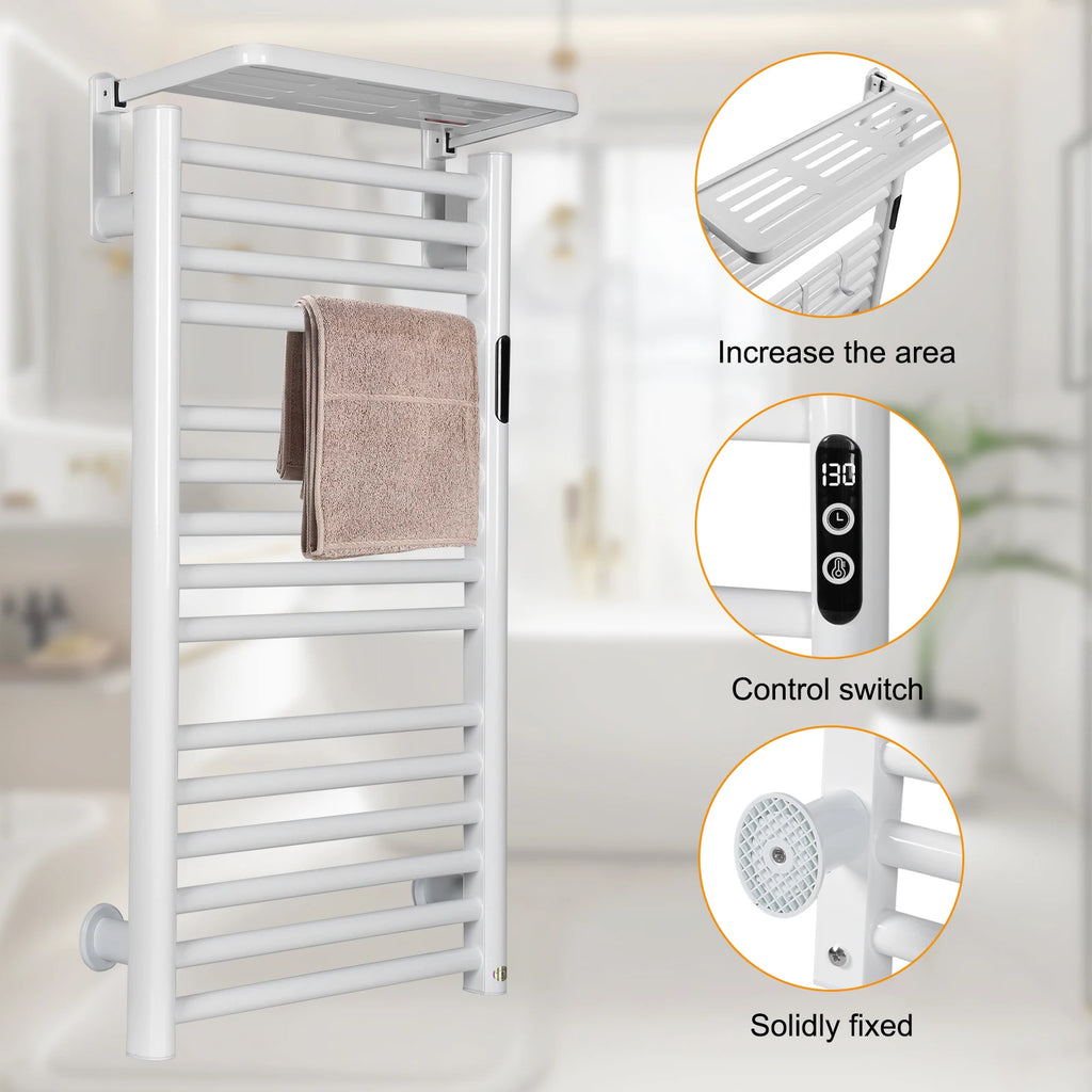 15-Bar Heated Towel Warmer Rack | Timer & Temperature Control Heated Towel Rack Vue