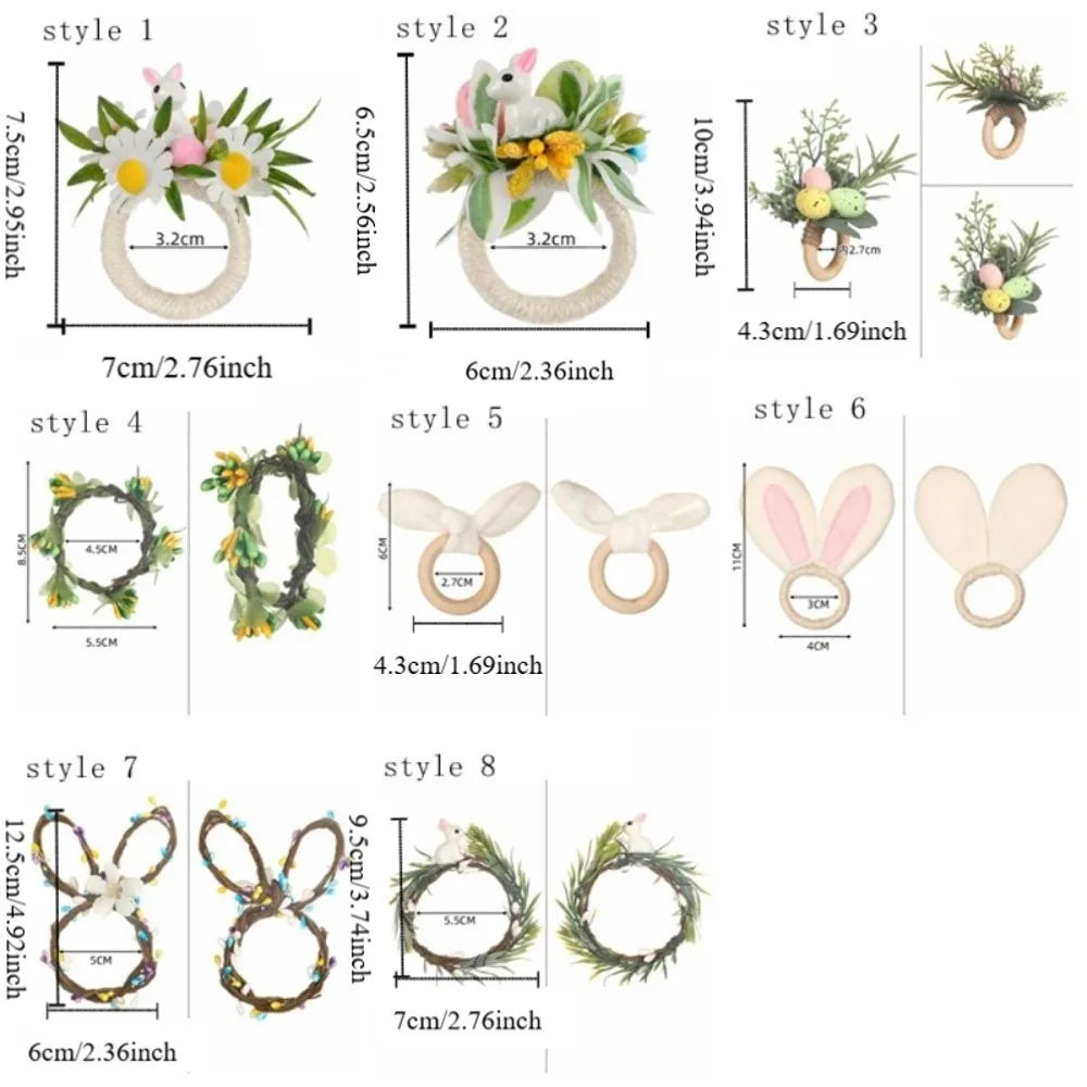 Simulation Easter Napkin Ring Plastic Foam Cartoon Artificial Flower Napkin Ring Reusable Cute Festive Napkin Buckle Vue