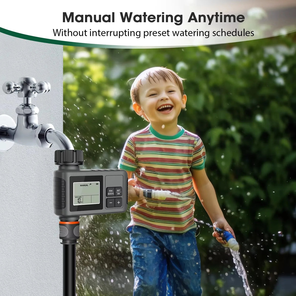 Automatic Water Timer Intelligent Irrigation Watering System Sprinkler Timer Garden Programmer Equipment IPX7 LCD Display Vue