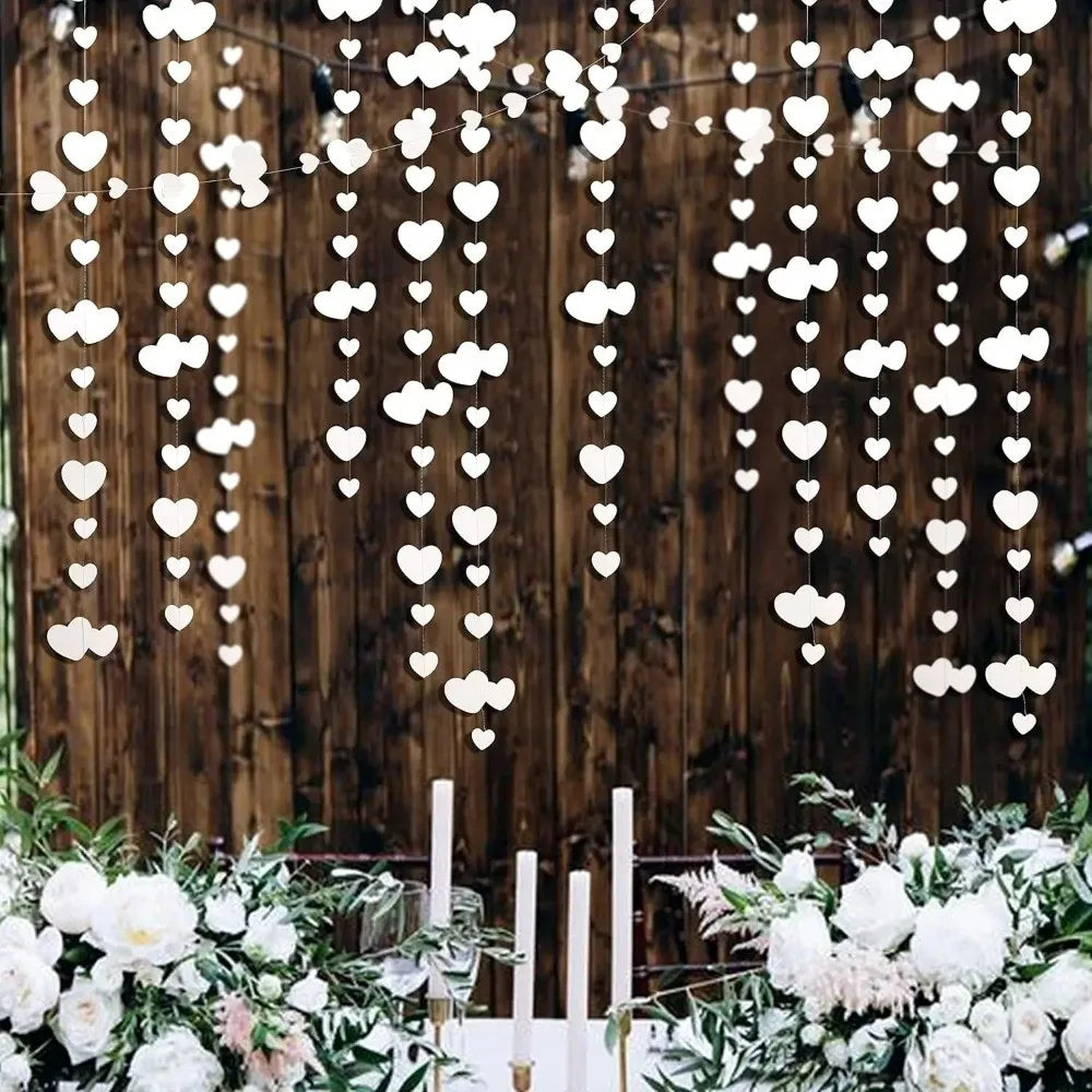 4m Hanging Love Streamer Romantic Glitter Wedding Garland Paper Easy To Install Love Heart Hanging Curtain Engagement Vue
