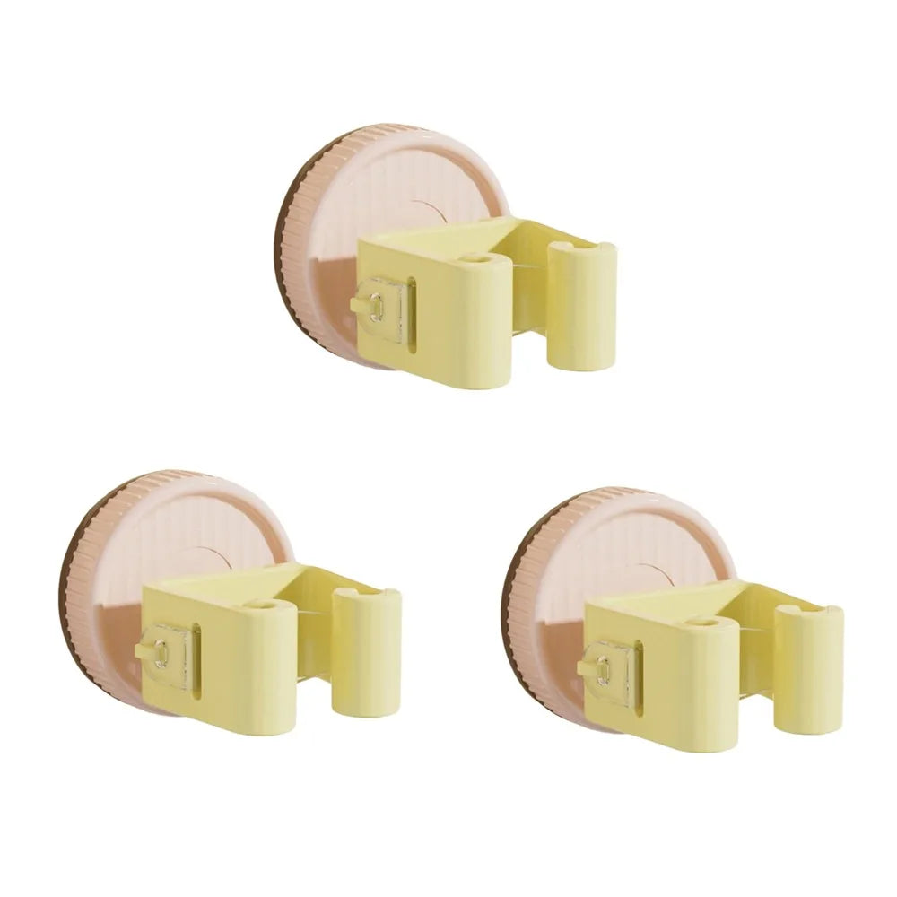 3PCS Plastic Suction Cup Mop Holder Space Saving Wall Mounted Mop Storage Rack Waterproof Broom Storage Brackets Living Room Vue Pink Yellow