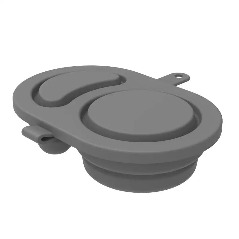 Silicone Snack Containers With Lids Foldable Reusable Snackle Box Containers Double Compartment Condiment Bowls Gadgets〔CC11〕 Vue Gray