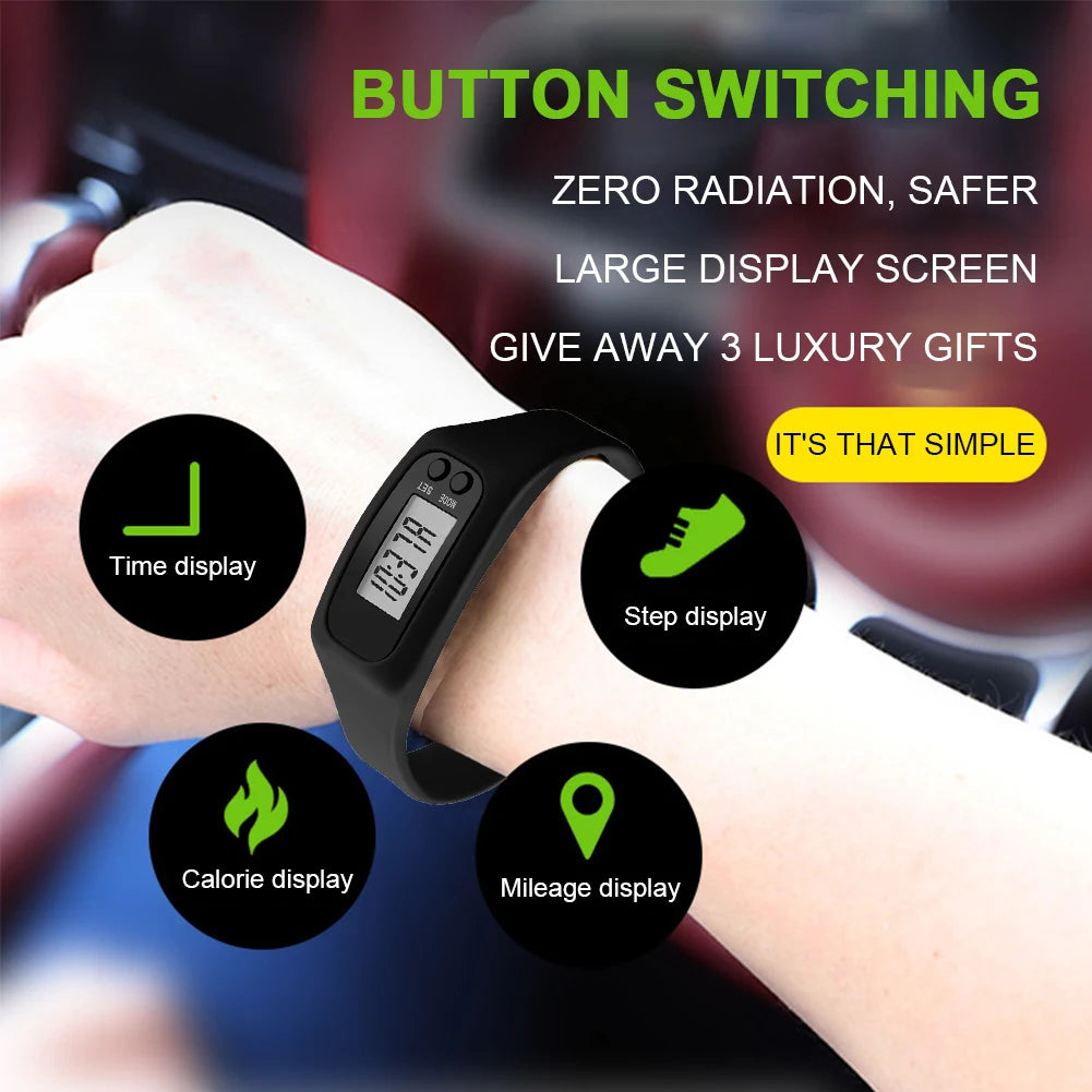 LED Pedometer Bracelet Wrist Calorie Counter Multi-Function Walking Running Pedometer Silicone Step Tracker for Outdoor Sports Vue
