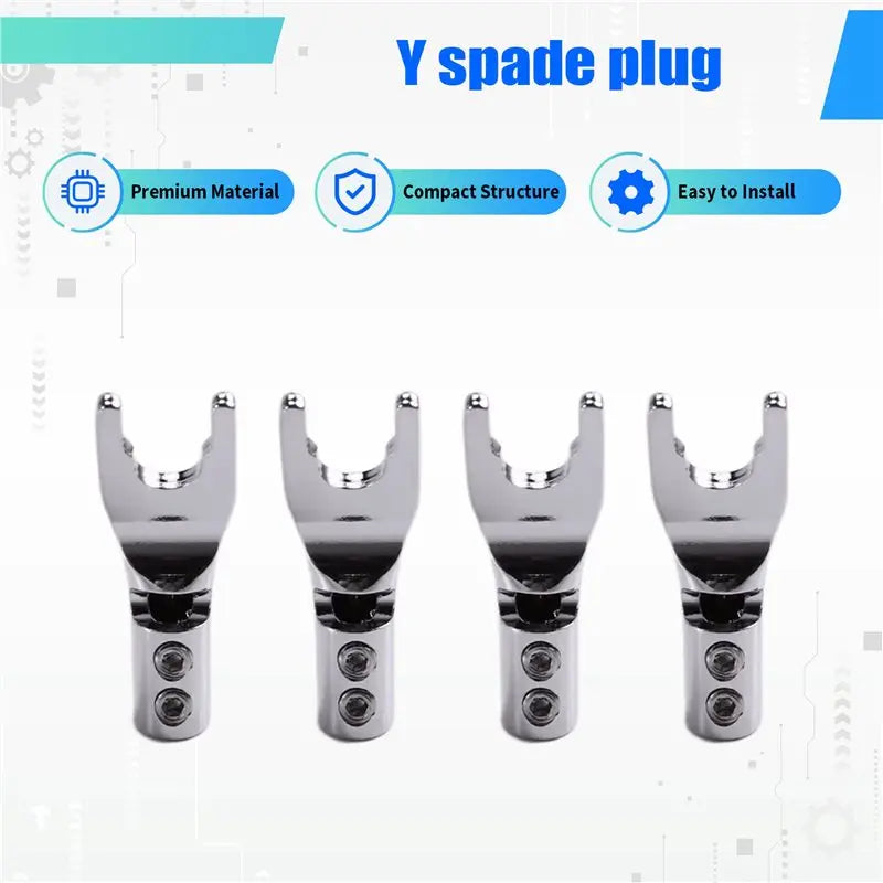 Hot-Non-Magnetic 4Pcs Speaker Wire Y Spade Splitter Plug U Fork Amp Connectors Easy Installation No Welding Vue